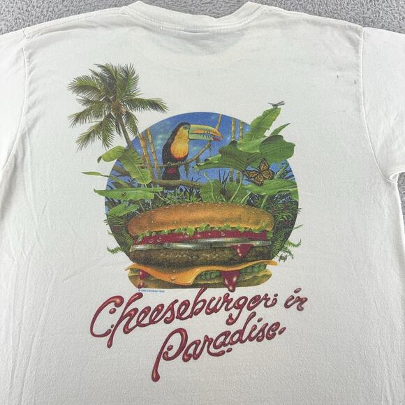 vtg Margaritaville Cheeseburger in Paradise Shirt L Caribbean Soul Nature Sunset - Picture 1 of 11